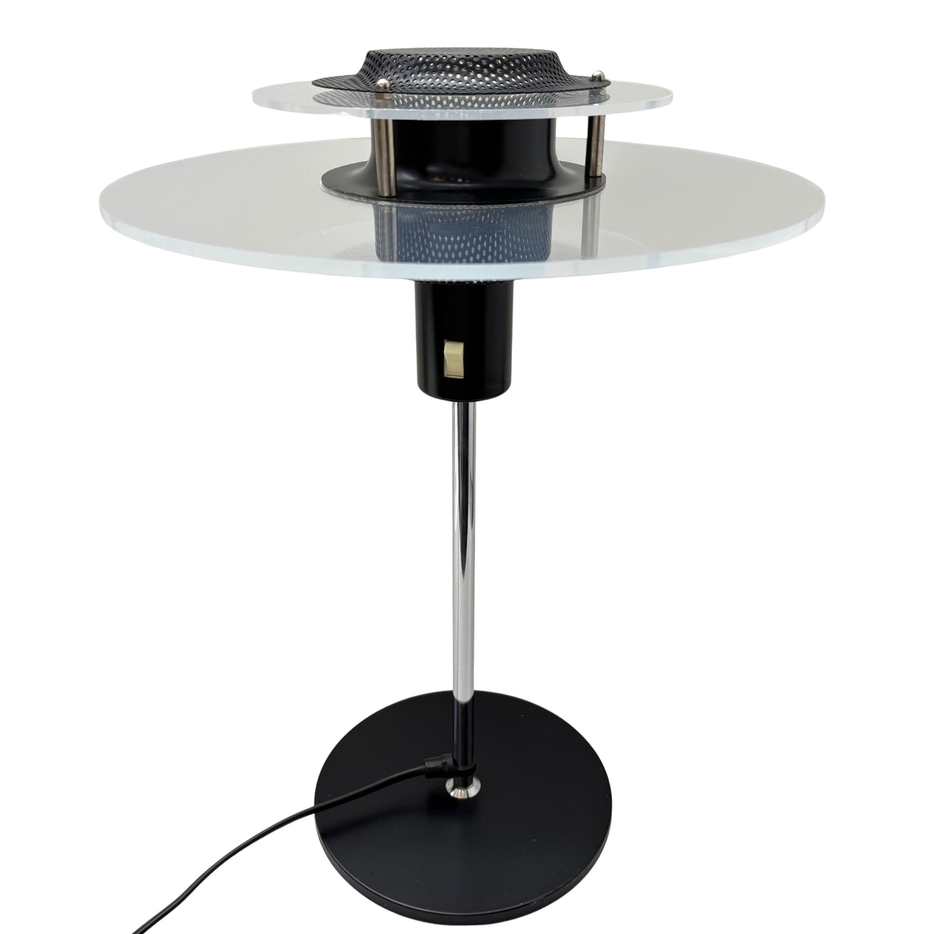 Lampa gabinetowa Circle, czarny, metal transparentny, Szwecja, lata 80.