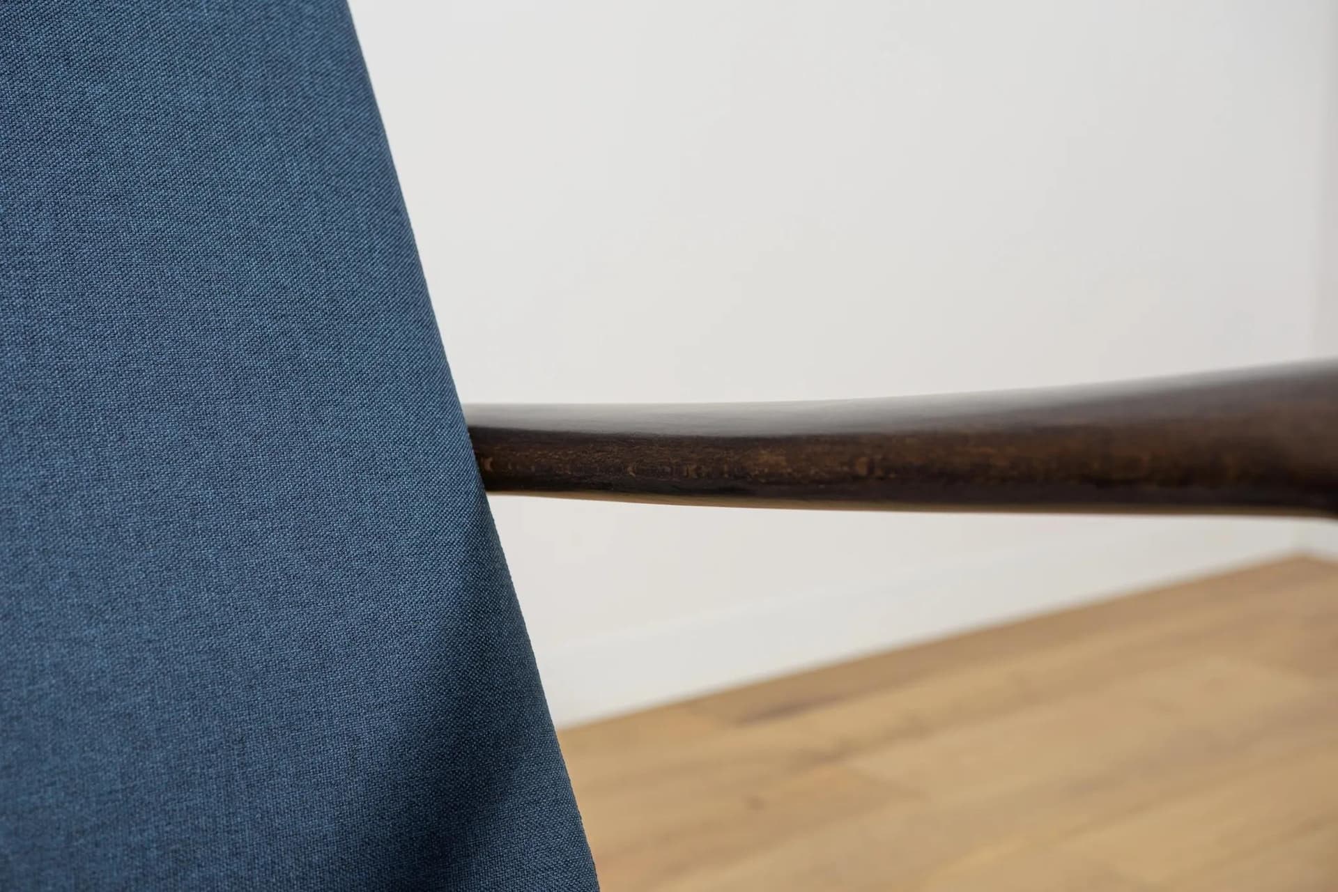 Pair of armchairs 300-139, navy blue, rosewood-stained beech, Swarzędzka Fabryka Mebli, Poland, 1960s. - 71693