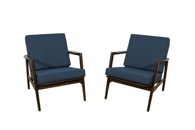 Pair of armchairs 300-139, navy blue, rosewood-stained beech, Swarzędzka Fabryka Mebli, Poland, 1960s. - DIMENSION