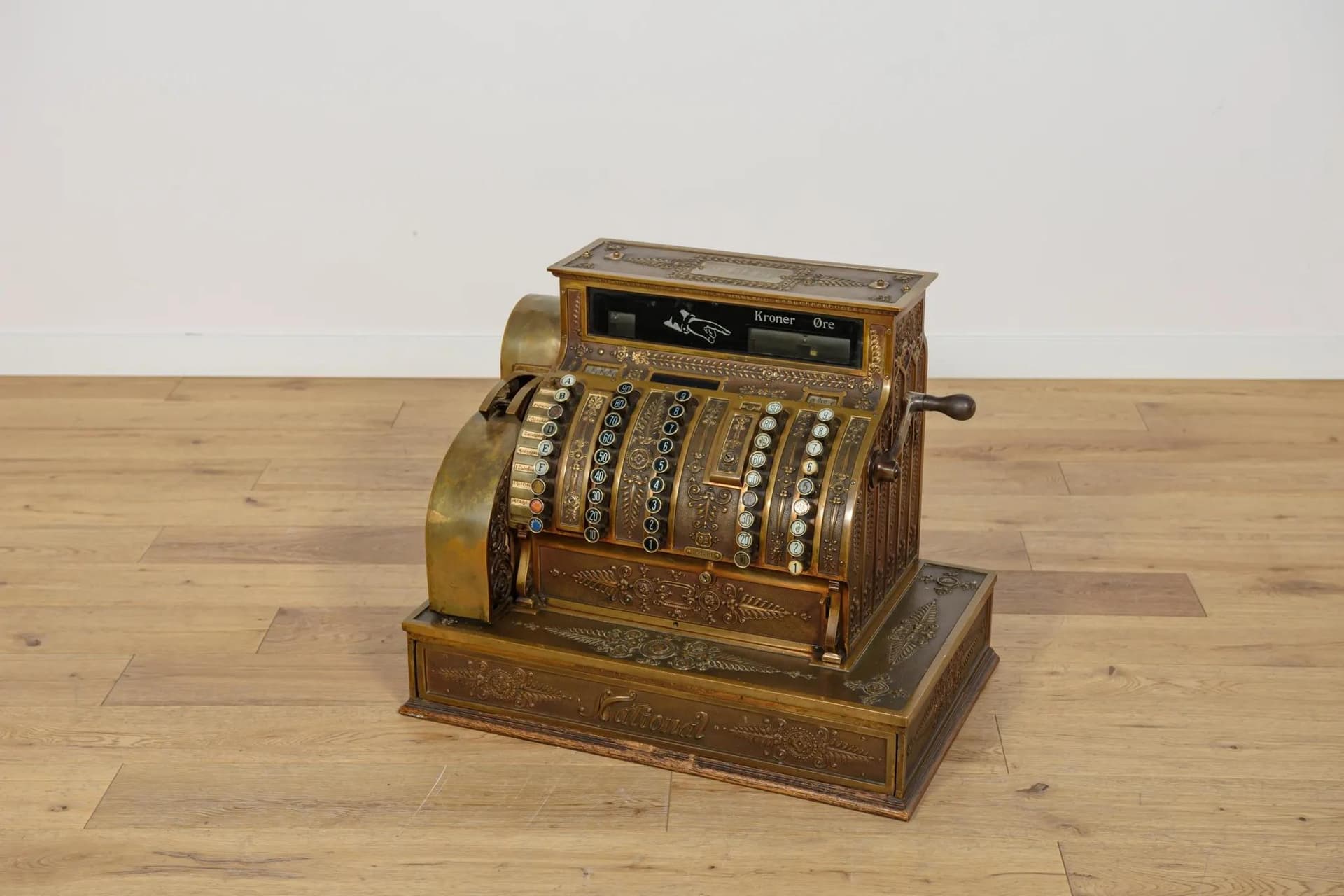 Kasa fiskalna National, Art Nouveau, metal złoty, USA, XIX w. - 71577