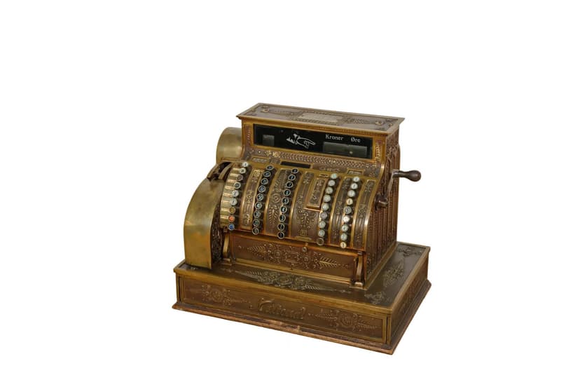 Kasa fiskalna National, Art Nouveau, metal złoty, USA, XIX w.