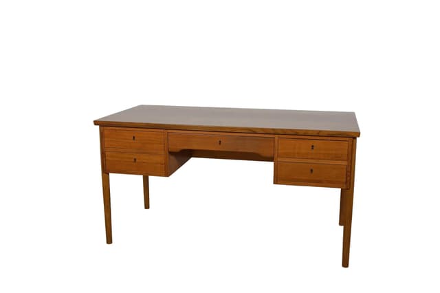 Biurko wolnostojące, teak brązowy, Dania, lata 60. - WYMIARY