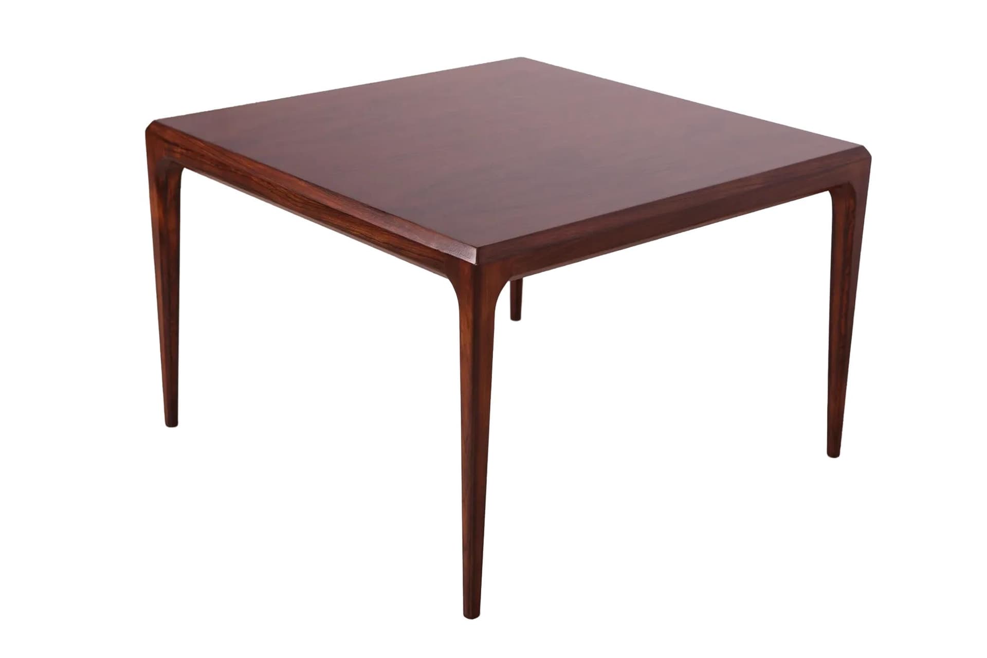 Coffee table, brown rosewood, by J. Andersen, CFC Silkeborg, Denmark, 1960s.