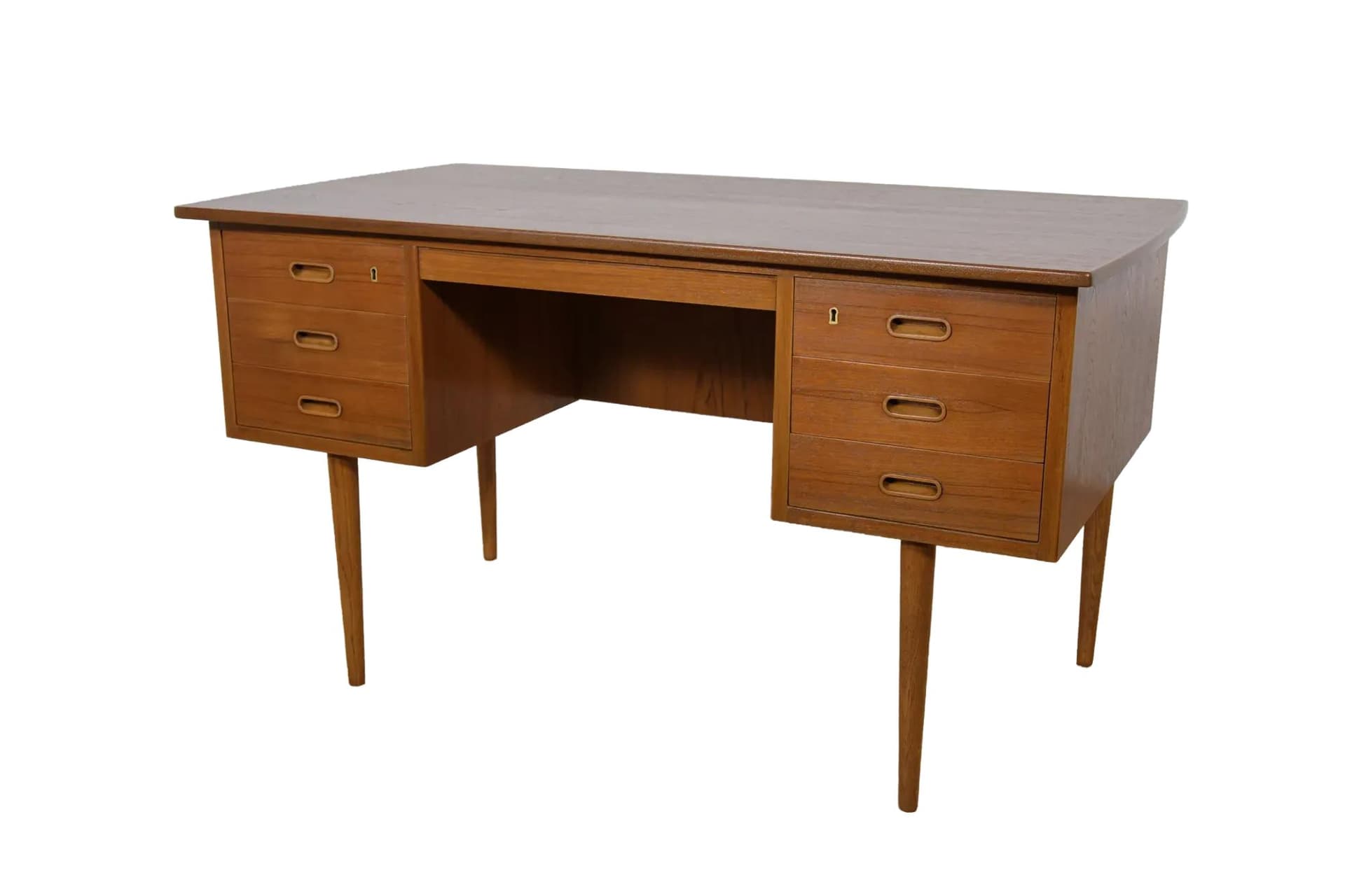 Biurko wolnostojące, brązowy, teak, Dania, lata 60.