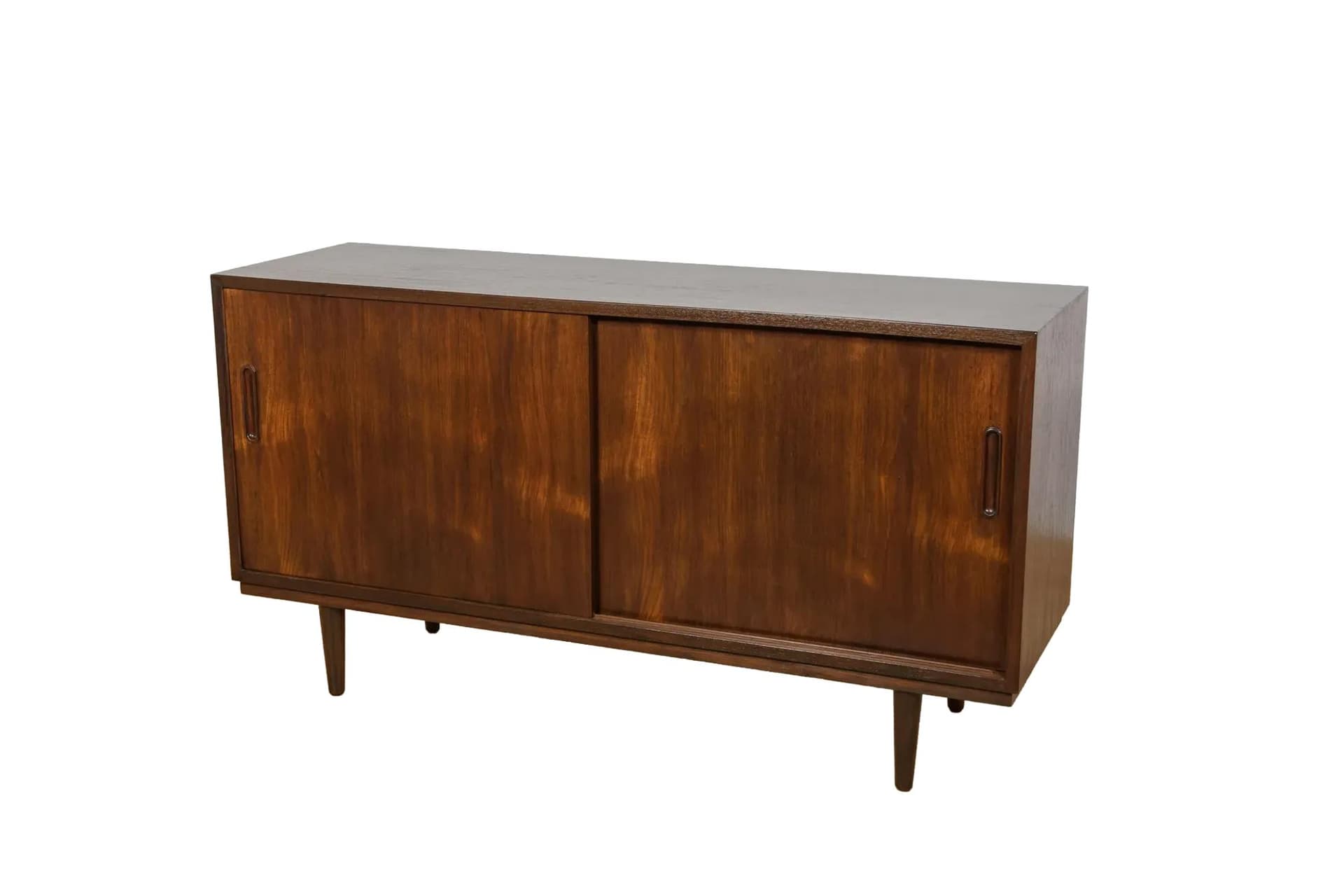 Sideboard, brown teak, by P. Hundevad, Denmark, 1970s.
