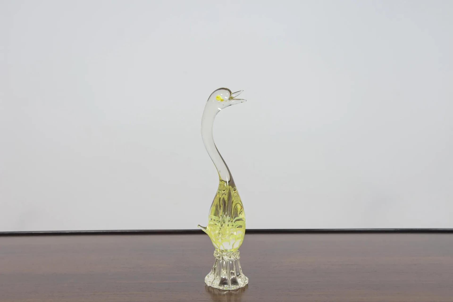 Goose figurine, Murano, yellow glass, Italy, 1960s. - 71074
