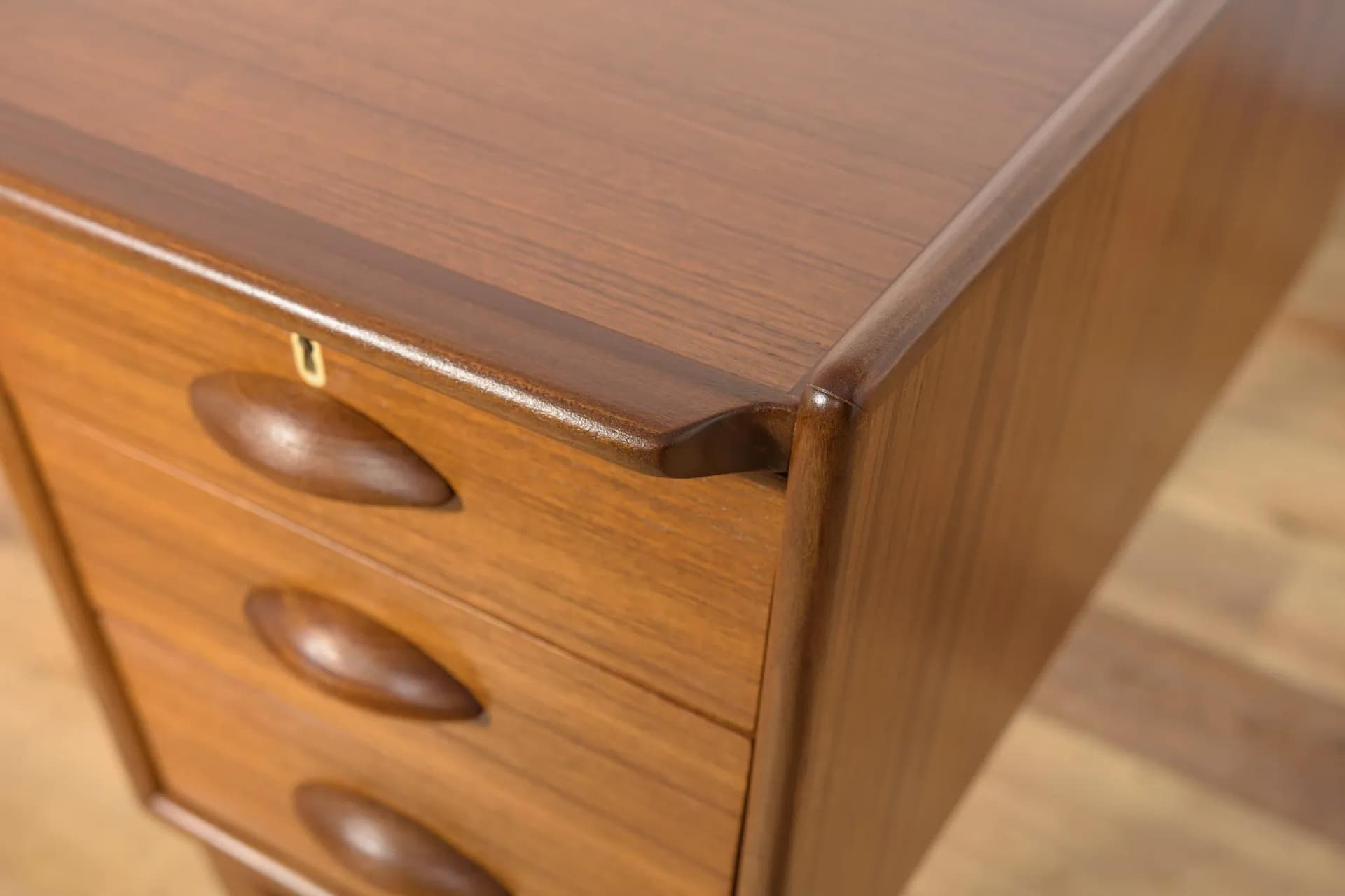 Desk, brown teak, by S. Skogh, Sweden, 1960s. - 71018