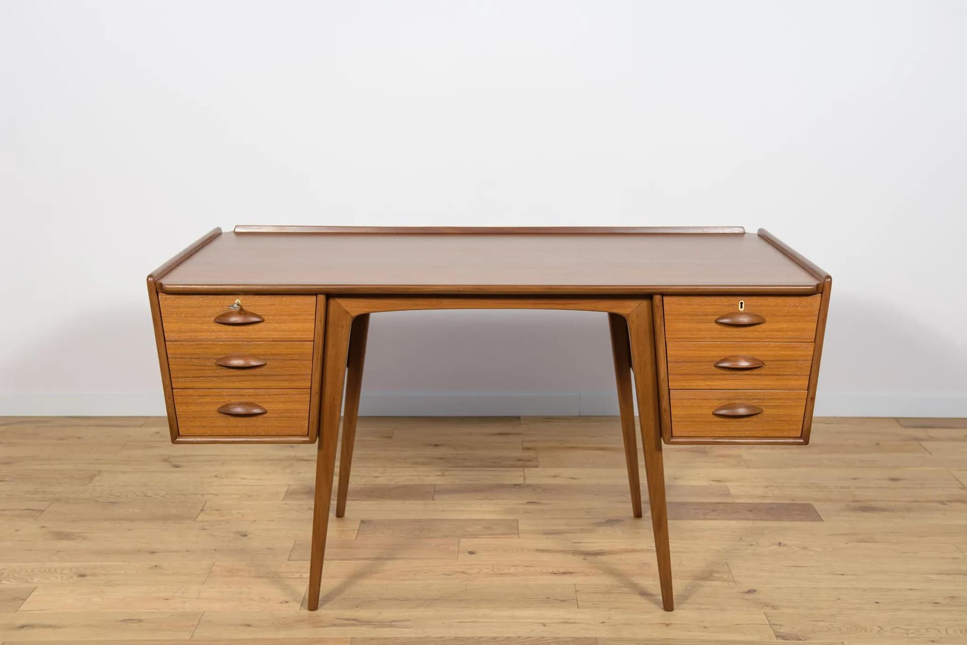 Desk, brown teak, by S. Skogh, Sweden, 1960s. - 71012