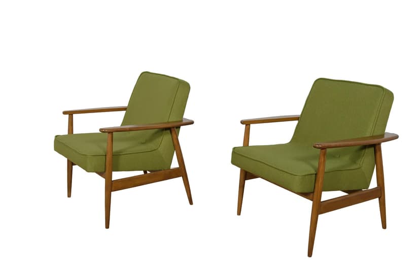 Para foteli Typ 300-192, oliwkowy, buk, proj. J. Kędziorek, Polska, lata 70.