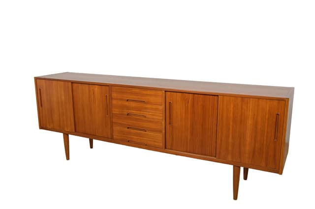 Komoda, teak brązowy, proj. N. Jonsson, Troeds Bjärnum, Szwecja, lata 60. - WYMIARY