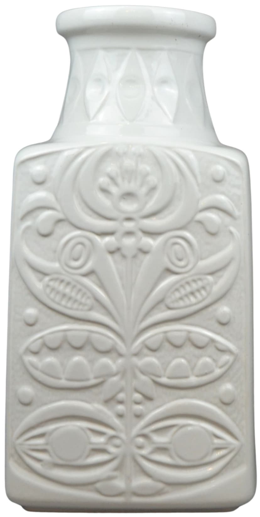 Wazon podłogowy, biały, ceramika, proj. B. Mans, Niemcy, lata 70.