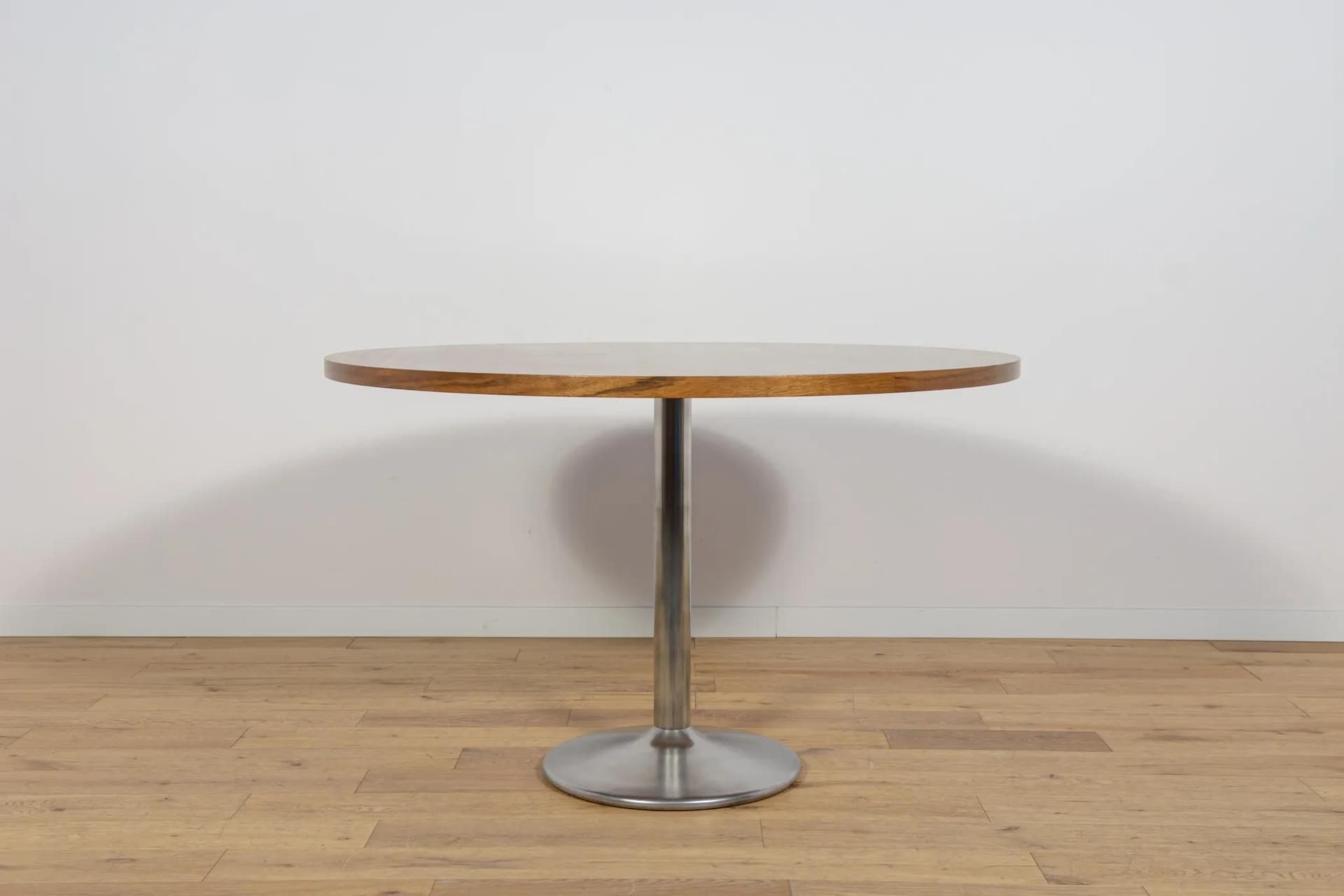 Stół okrągły, teak brązowy, aluminium, Dania, lata 70. - 70888