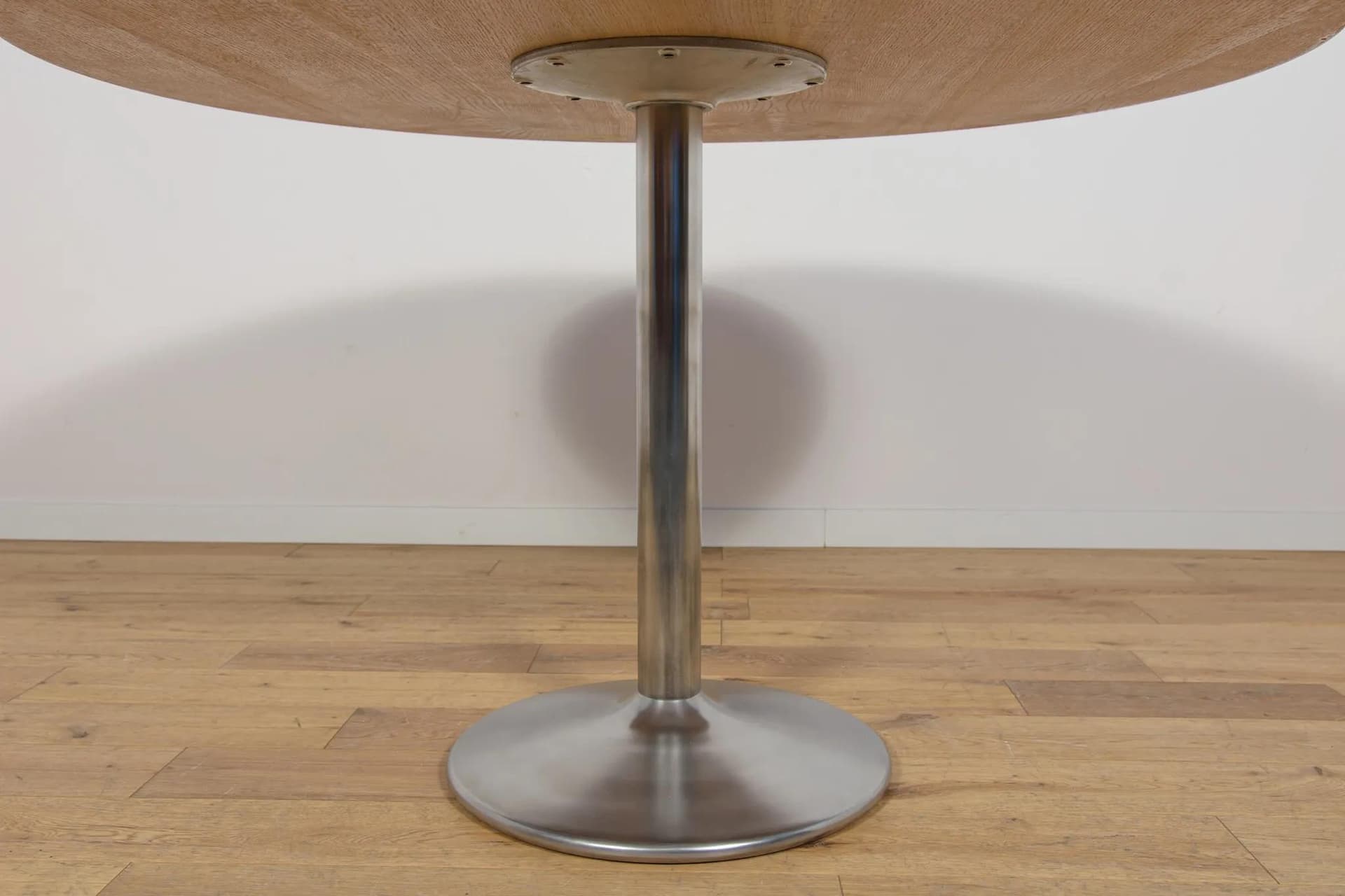 Stół okrągły, teak brązowy, aluminium, Dania, lata 70. - 70890