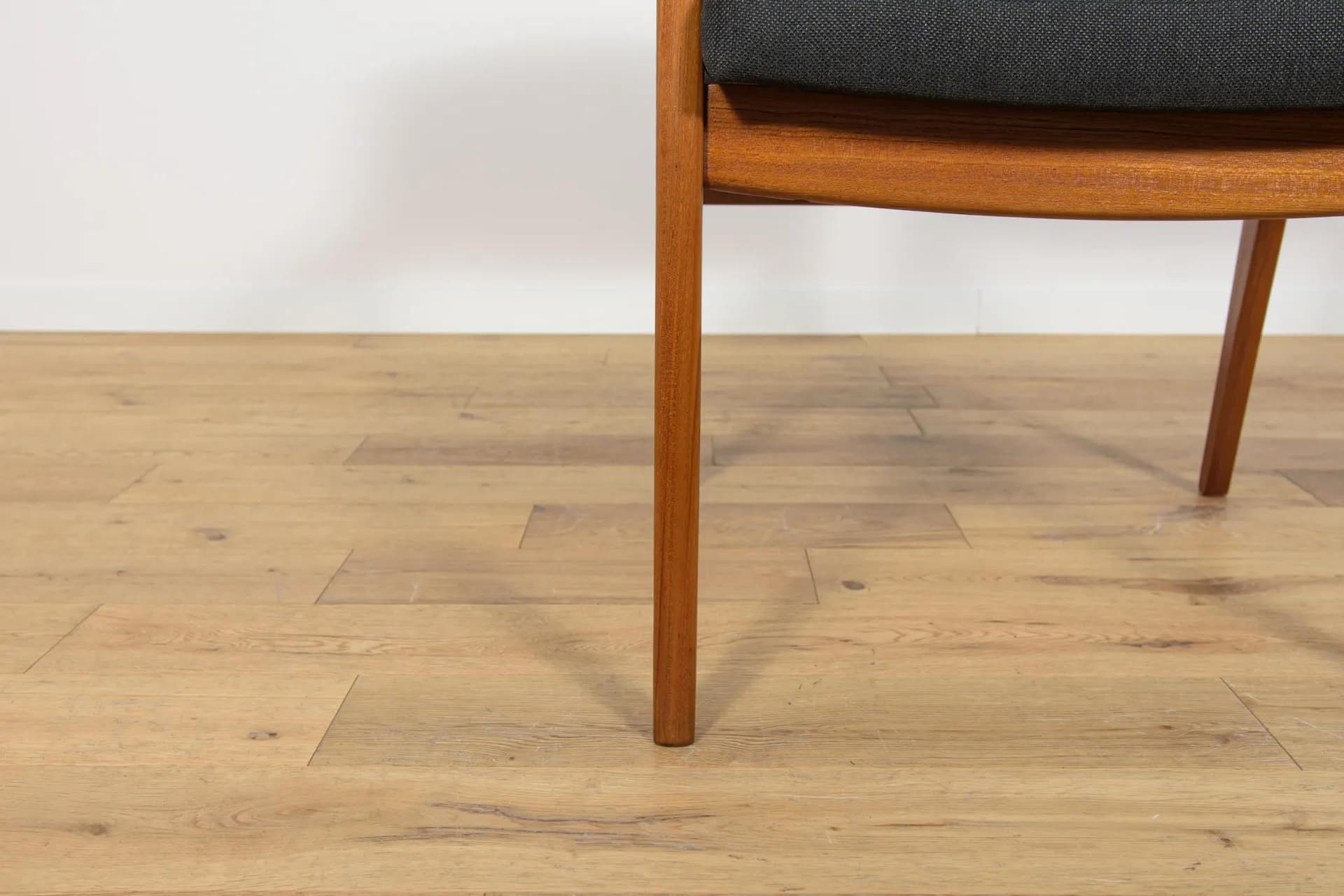 Armchair, brown teak, black fabric, by E. Buck, Denmark, 1960s. - 70790