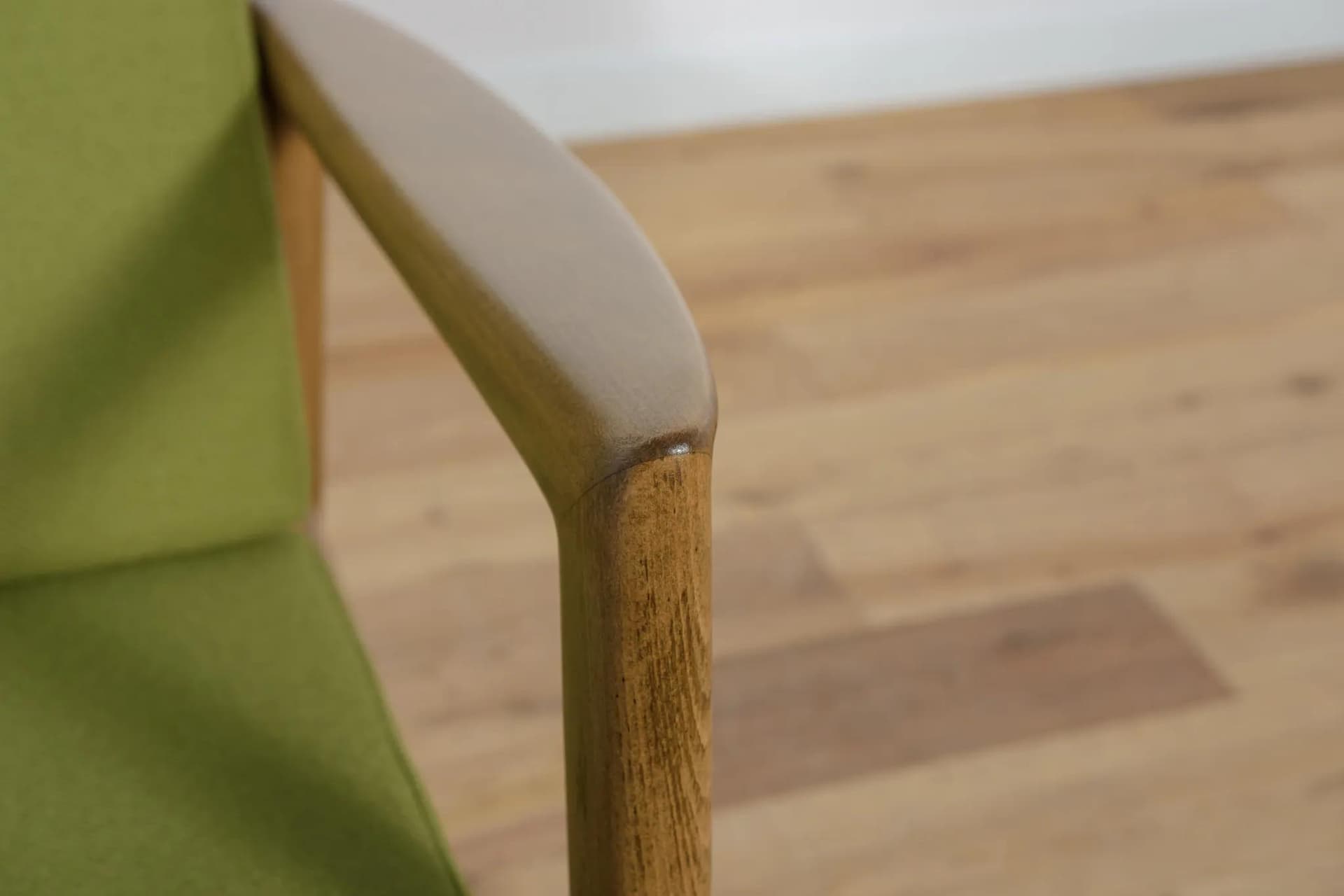 Pair of armchairs 300-139, walnut beech, olive cushions, Swarzędzka Fabryka Mebli, Poland, 1960s. - 70712