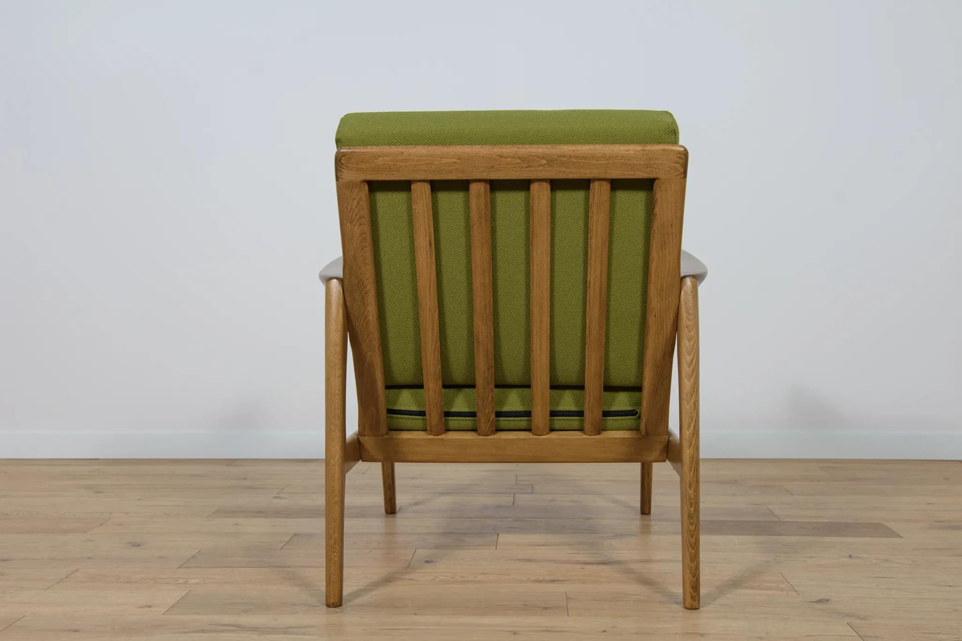 Pair of armchairs 300-139, walnut beech, olive cushions, Swarzędzka Fabryka Mebli, Poland, 1960s. - 70711