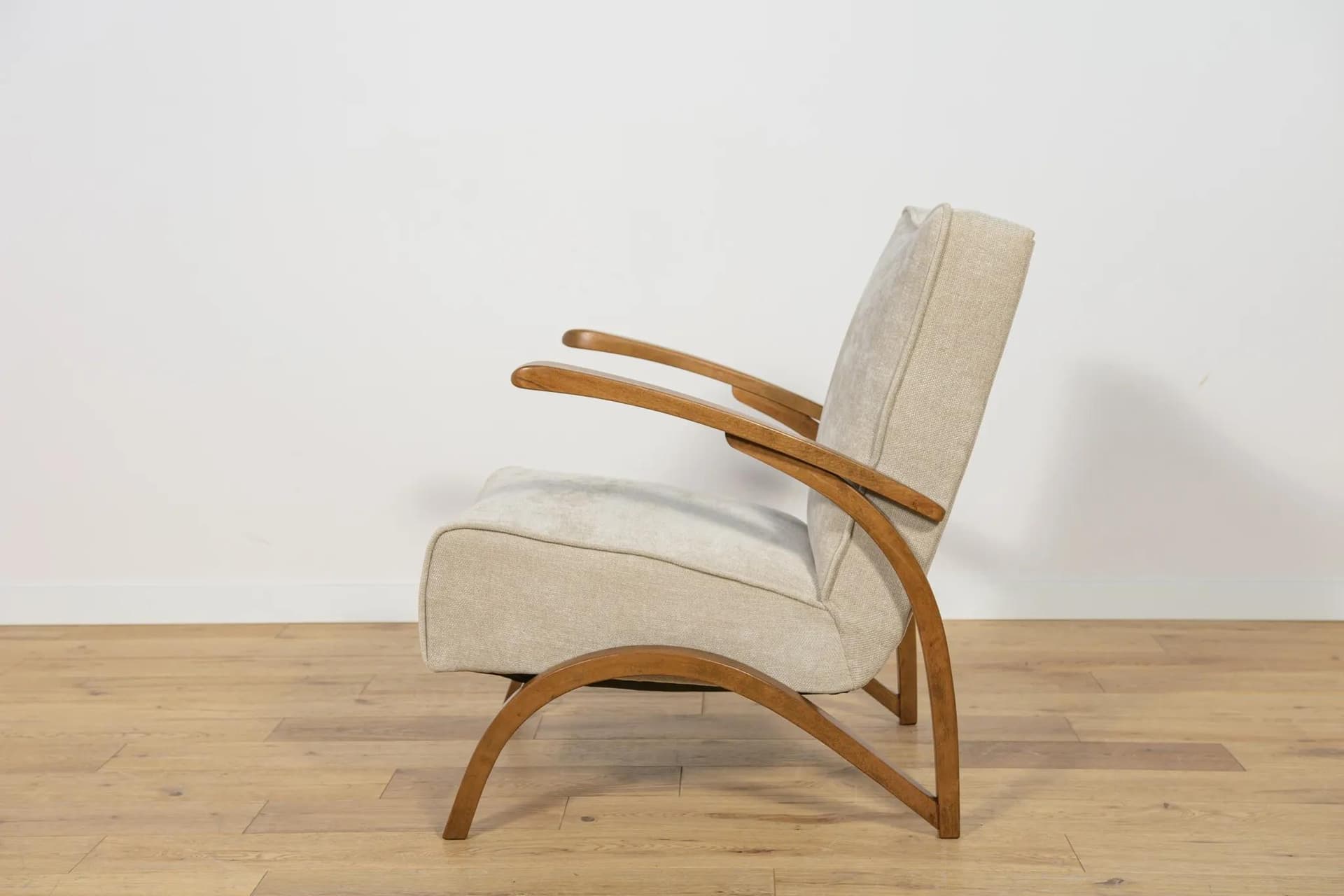 Armchair, beige, wood, by J. Halabala, Thonet, Czechoslovakia, 1930s. - 70687