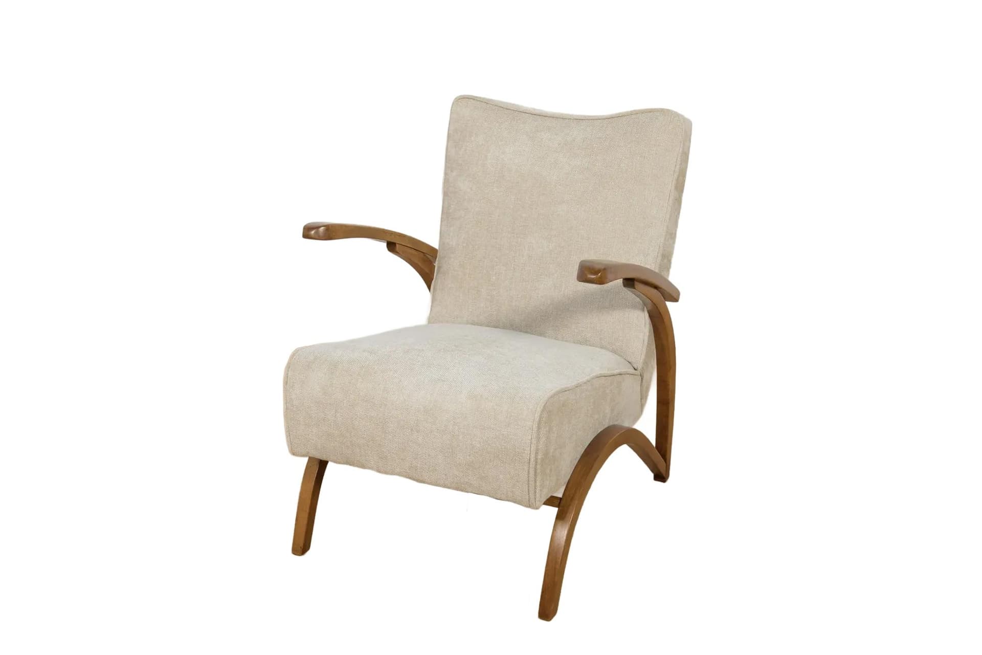 Armchair, beige, wood, by J. Halabala, Thonet, Czechoslovakia, 1930s.