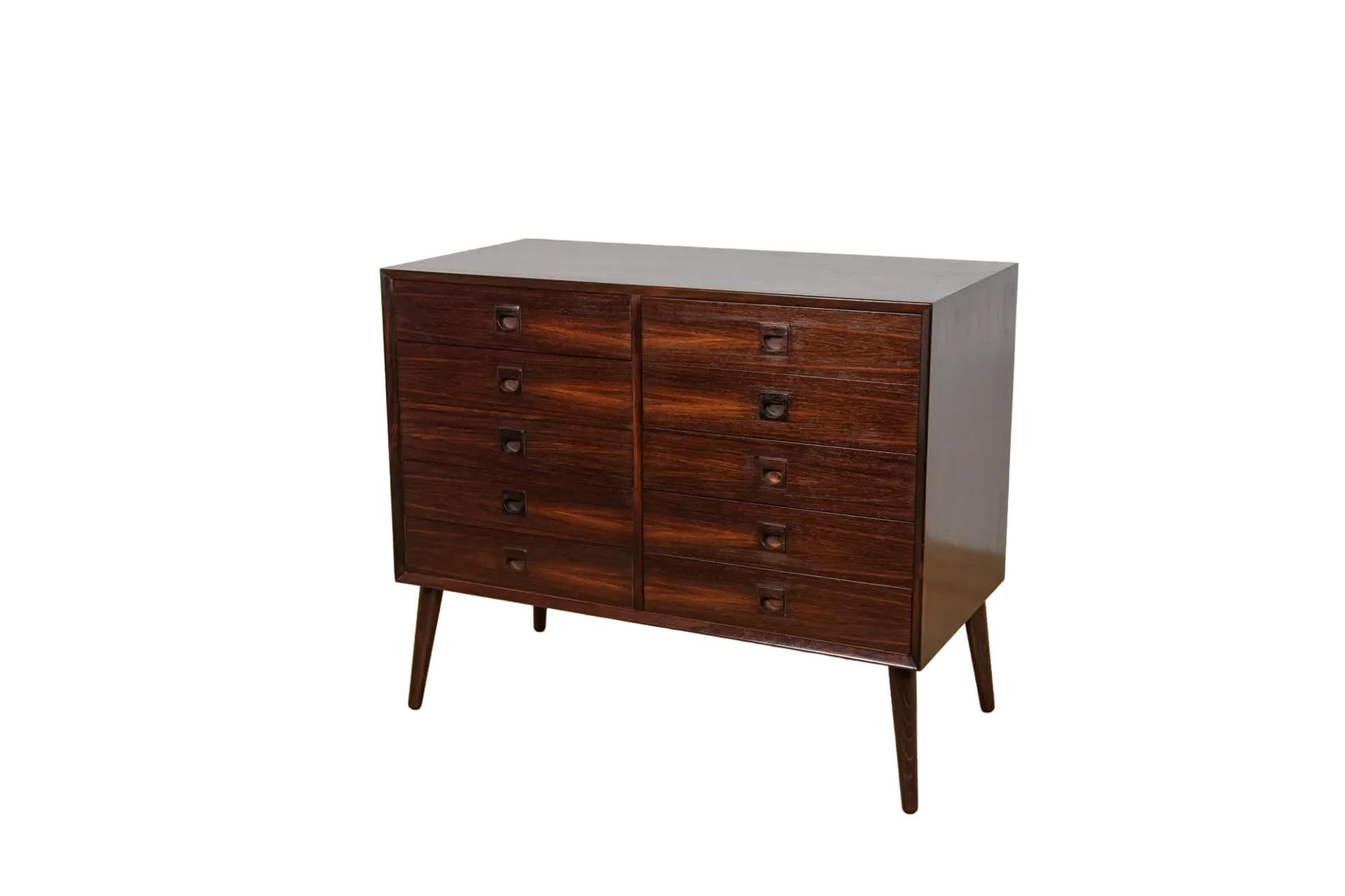 Chest of drawers, dark brown rosewood, Brouer Møbelfabrik, Denmark, 1960s.