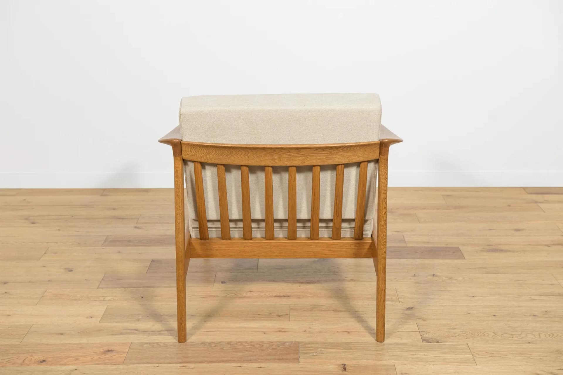 Set Monterey, beige wool, oak, by F. Ohlsson, Bodafors, Sweden, 1960s. - 70644