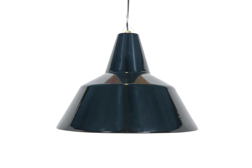 Lampa wisząca industrialna, stal emaliowana czarna, Louis Poulsen, Dania, lata 50.