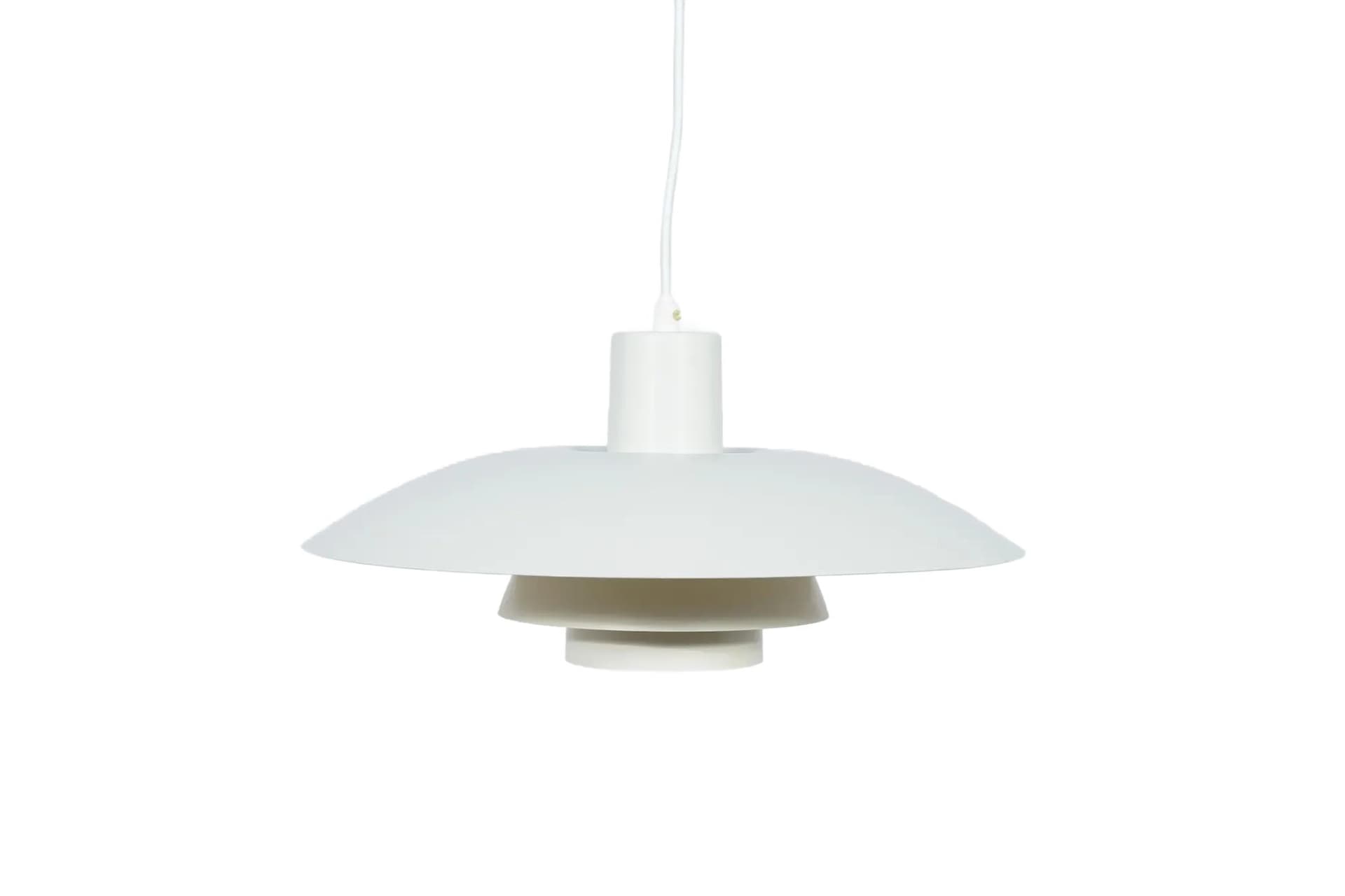 Lampa wisząca PH 4/3, aluminium biały, proj. P. Henningsen, Louis Poulsen, Dania, lata 60.
