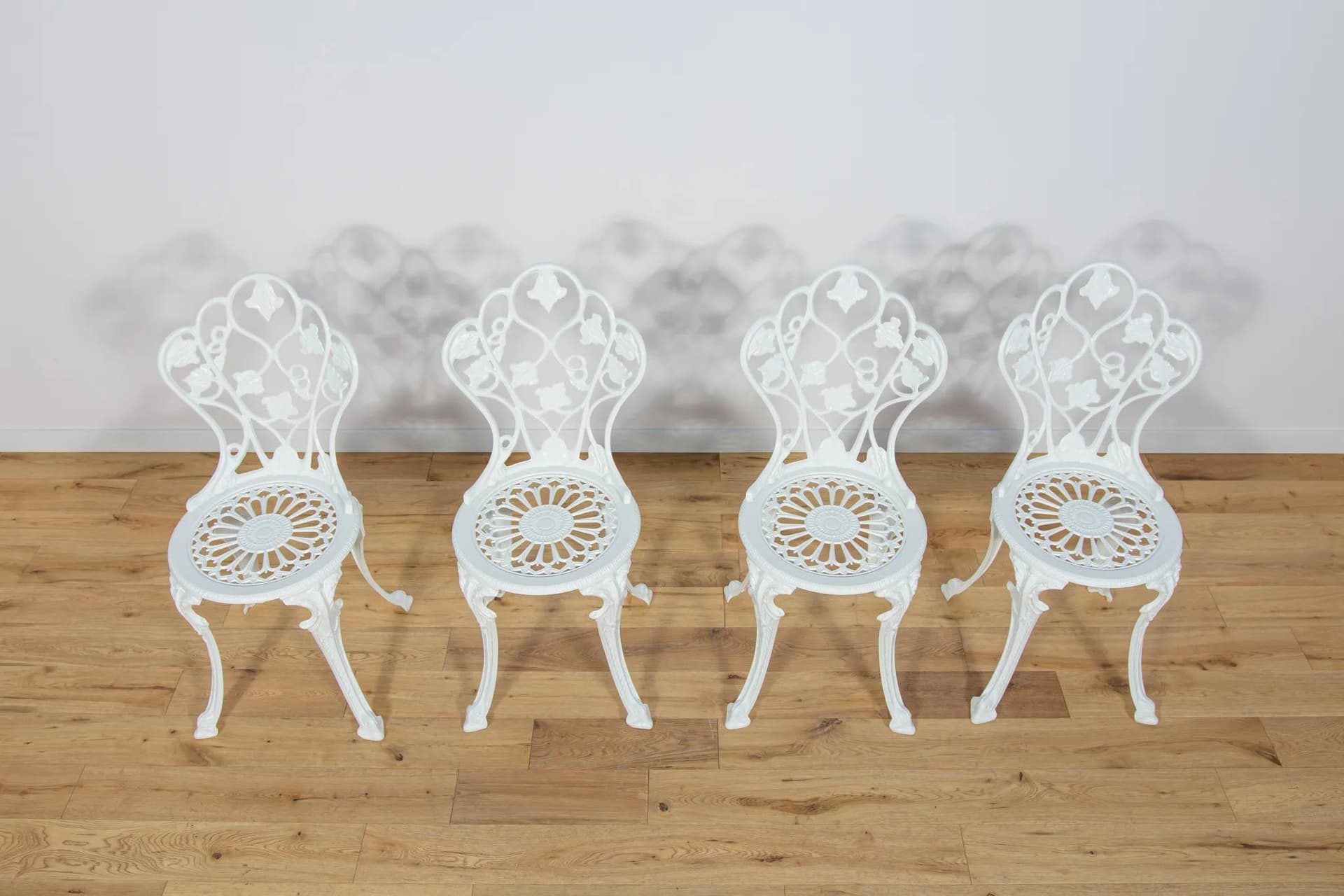 Komplet mebli ogrodowych, Art Nouveau, aluminium biały, Wielka Brytania, lata 50. - 70347