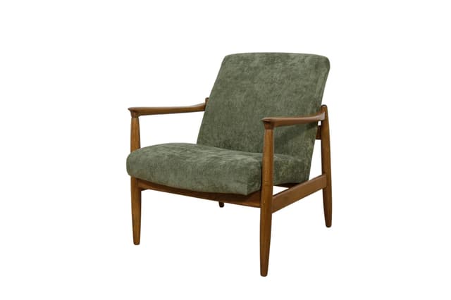 Armchair GFM-64, beech oak, dark green fabric, by E. Homa, Poland, 1970s. - DIMENSION