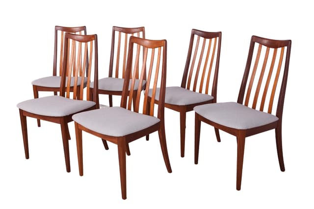 Set of six chairs, teak light grey, by L. Dandy, G-Plan, United Kingdom, 1960s. - DIMENSION