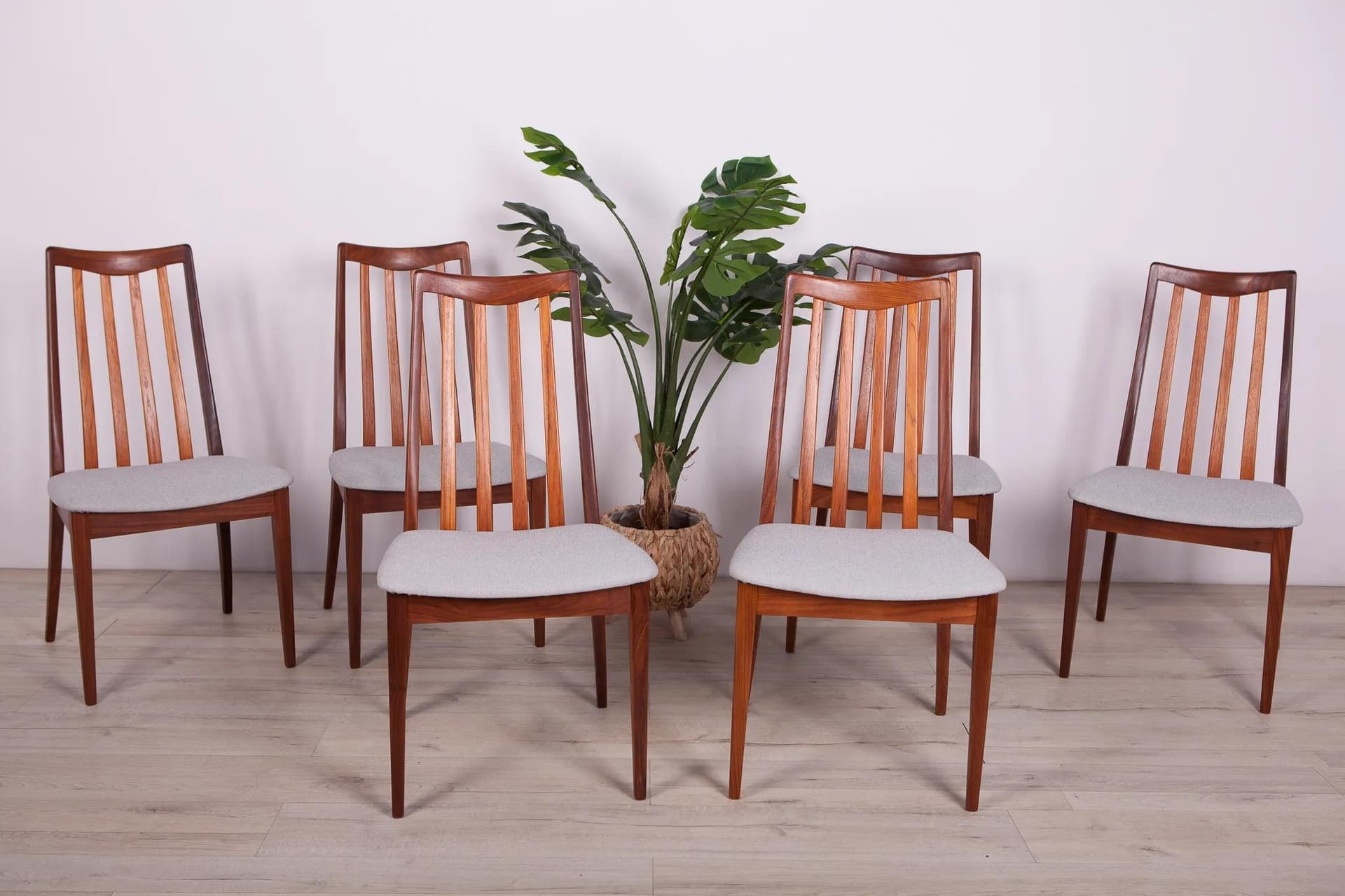 Set of six chairs, teak light grey, by L. Dandy, G-Plan, United Kingdom, 1960s. - 70117