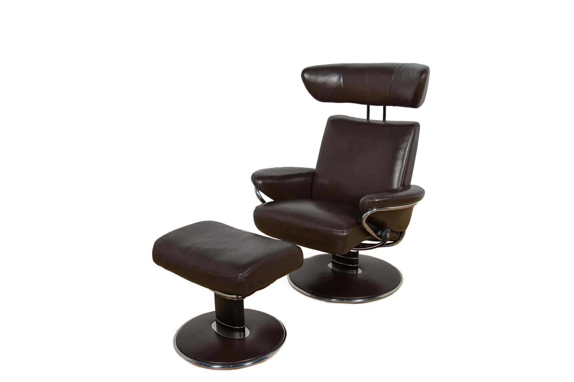 Lounge Chair with Ottoman Jazz, dark brown leather, Ekornes Stressless, Norway, 2000s