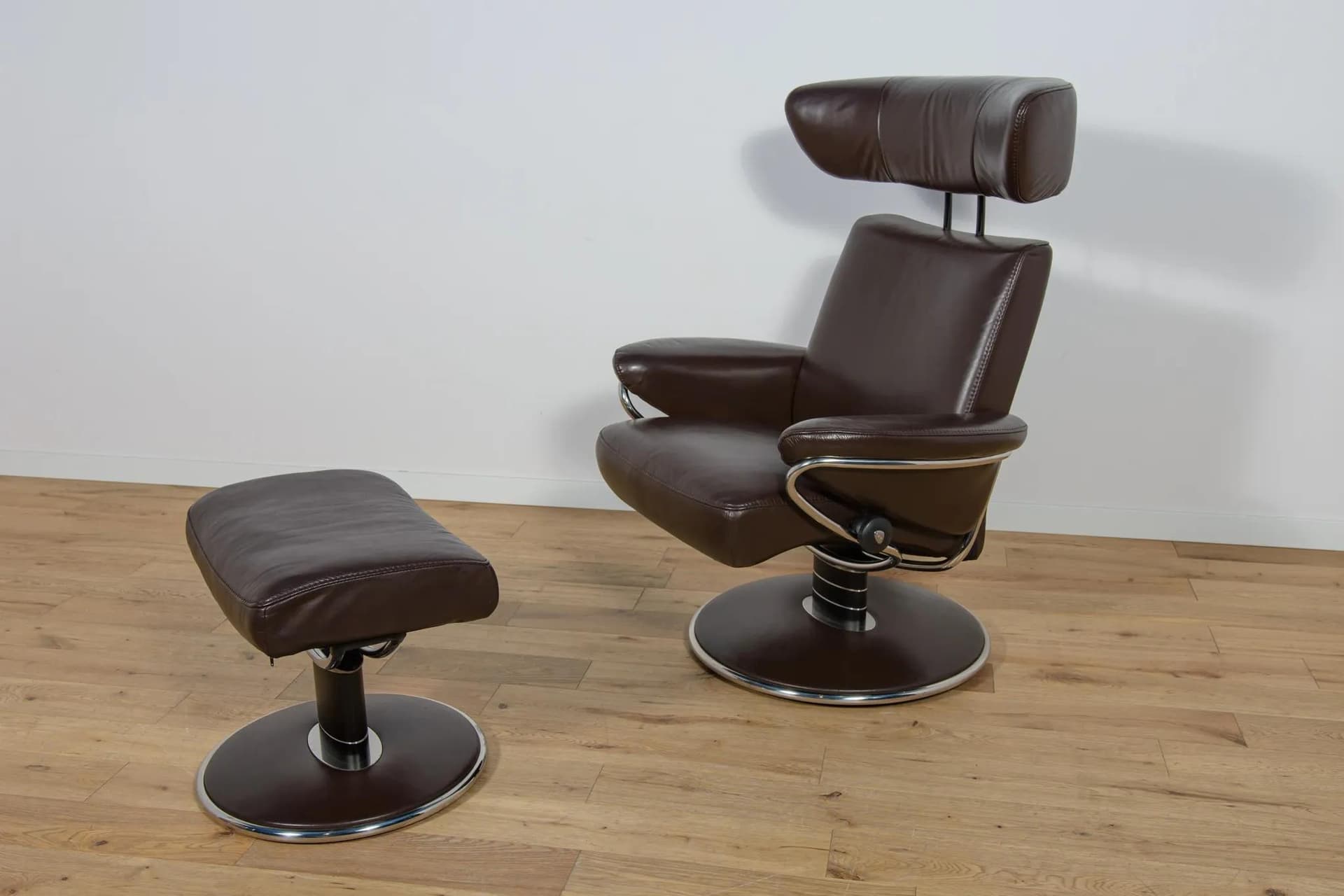 Lounge Chair with Ottoman Jazz, dark brown leather, Ekornes Stressless, Norway, 2000s - 70076