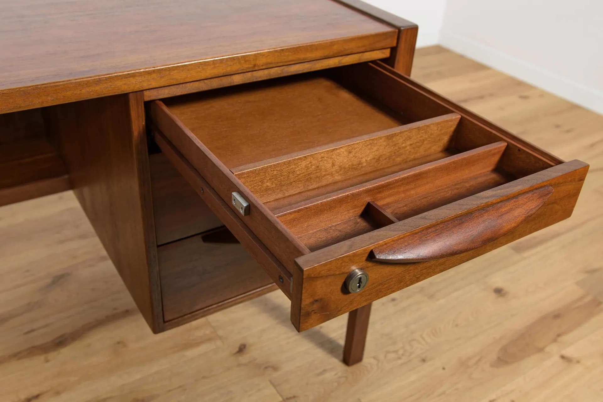 Desk, brown walnut, by J. Risom, United States, 1960s. - 70024