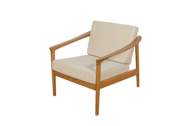 Fotel Monterey, dąb, wełna beżowa, proj. F. Ohlsson, Bodafors, Szwecja, lata 60. - WYMIARY