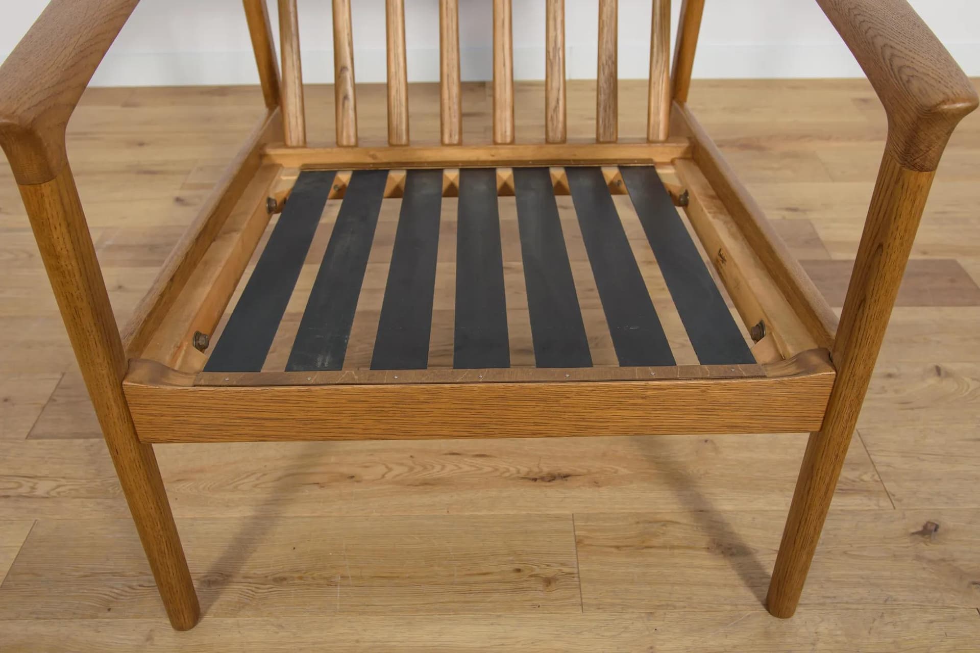 Fotel Monterey, dąb, wełna beżowa, proj. F. Ohlsson, Bodafors, Szwecja, lata 60. - 70013