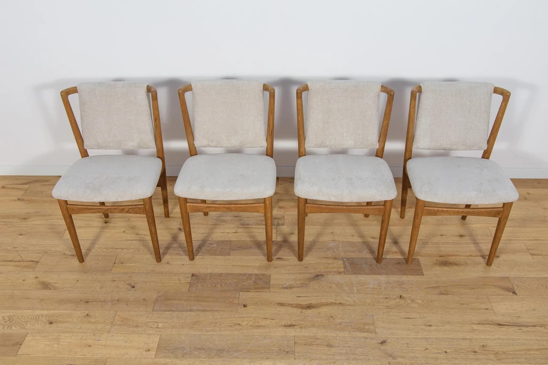 Komplet czterech krzeseł Model 171, dąb jasny krem, Slagelse Møbelværk, Dania, lata 60. - 69951