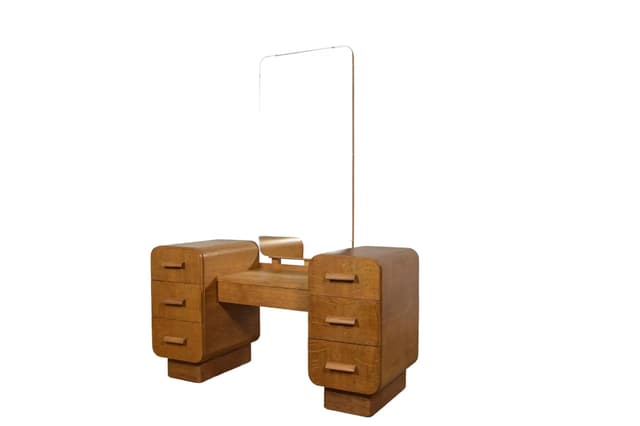 Toaletka Art Deco, dąb brązowy, Czechosłowacja, lata 50. - WYMIARY