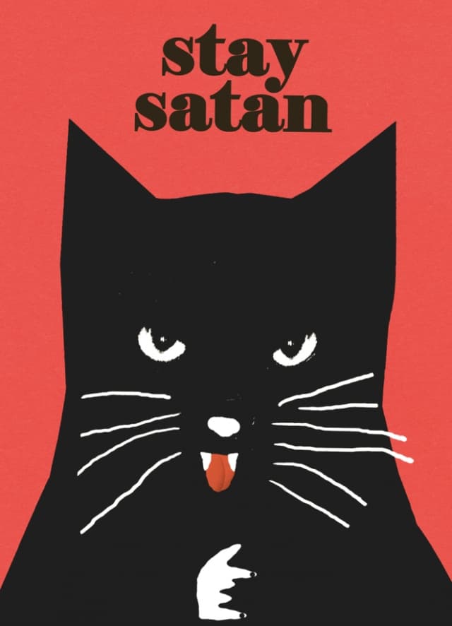 Plakat Stay satan, czarny kot, 50x70 cm, aut. J. Zasada, Jakub Zasada - WYMIARY