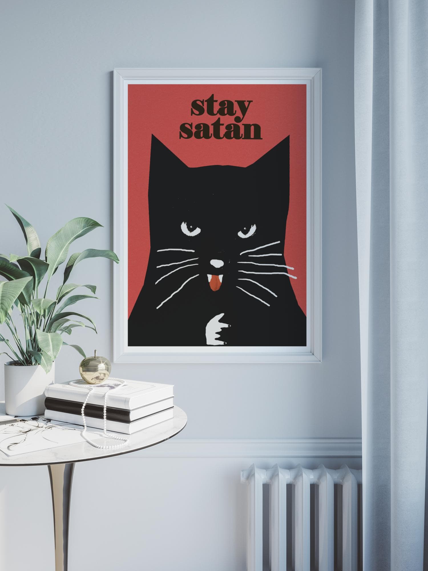 Plakat Stay satan, czarny kot, 50x70 cm, aut. J. Zasada, Jakub Zasada - 69627
