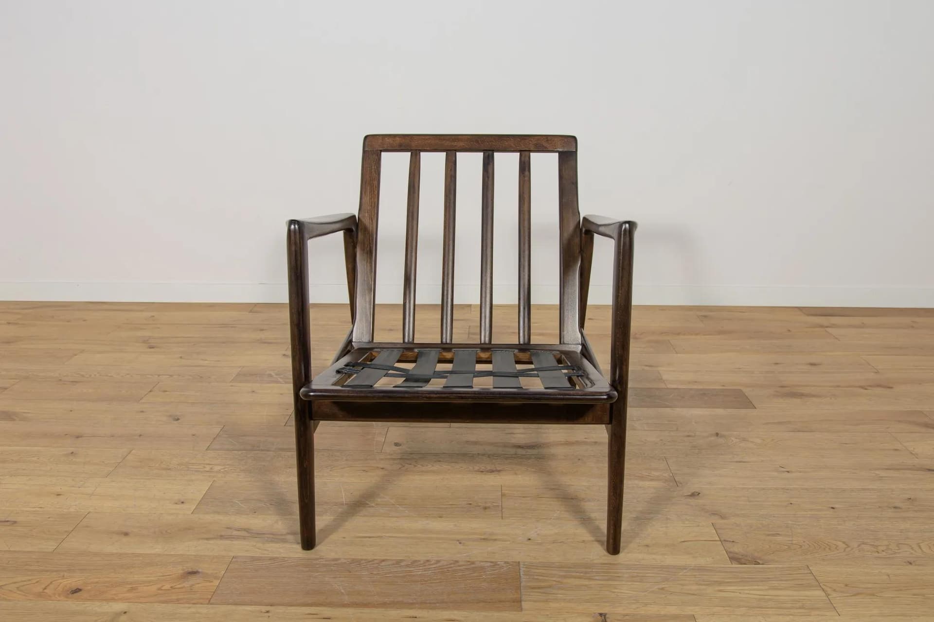 Pair of armchairs 300-139, olive velvet, rosewood-stained beech, Swarzędzka Fabryka Mebli, Poland, 1960s. - 69821