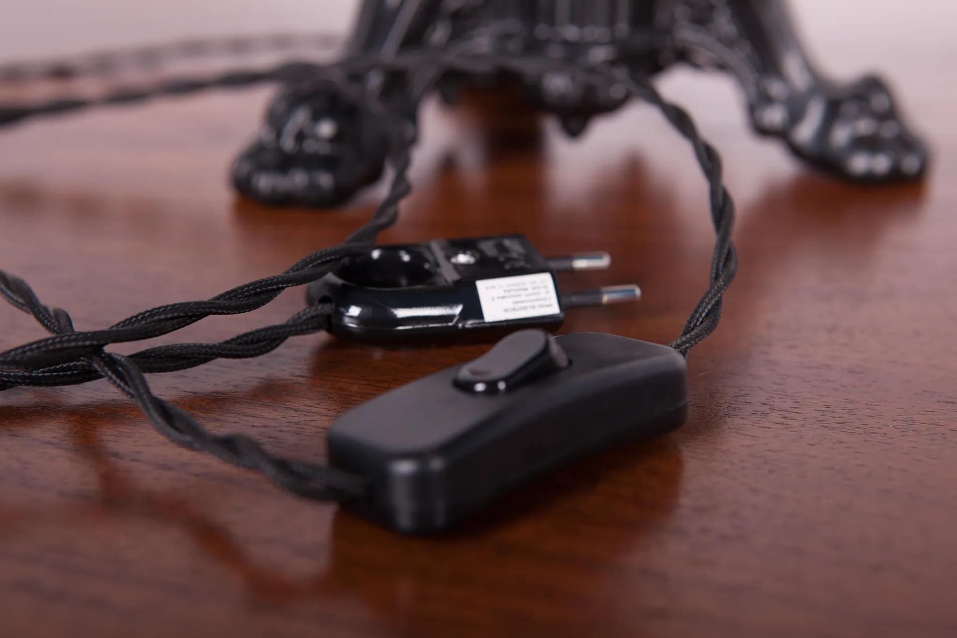 Lampa stołowa, czarny, mosiądz, Dania, lata 60. - 69817