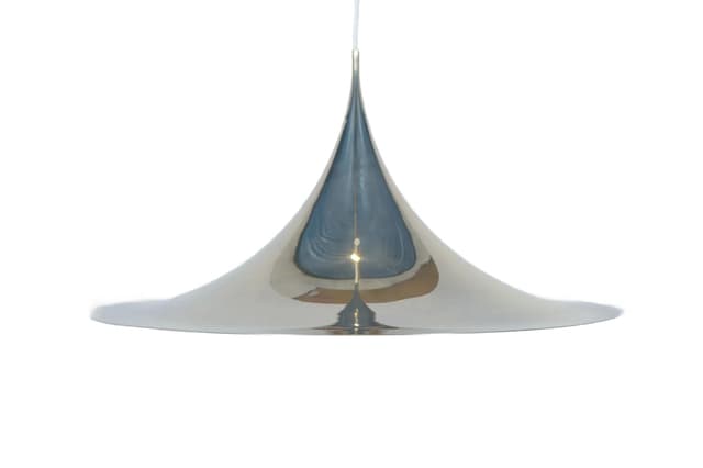 Lampa wisząca Semi Ø70 cm, metal chromowany złoty, proj. C. Bonderup, T. Thorup, Fog & Mørup, Dania, lata 70. - WYMIARY