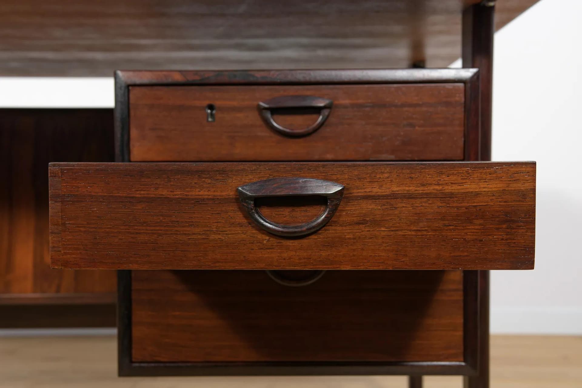 Desk, dark brown rosewood, by K. Kristiansen, Denmark, 1960s - 72842