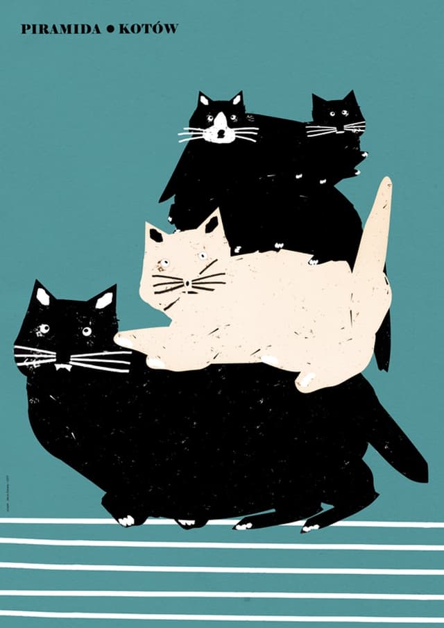 Poster Piramida kotów, 50x70 cm, by J. Zasada, Jakub Zasada - DIMENSION
