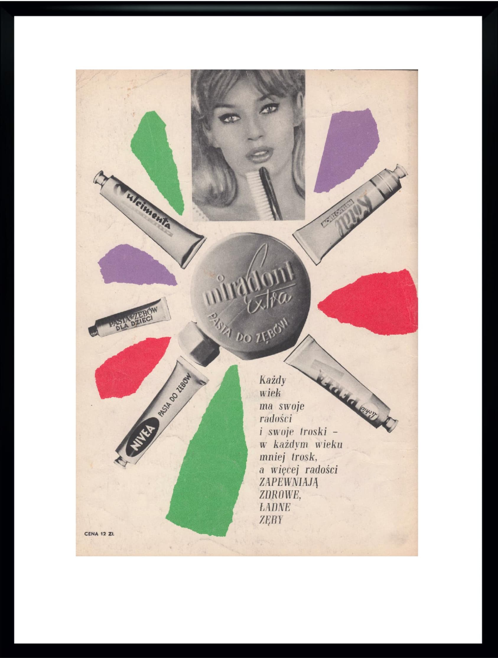 Plakat reklamowy Miradont, multikolor, papier, Polska, lata 60.