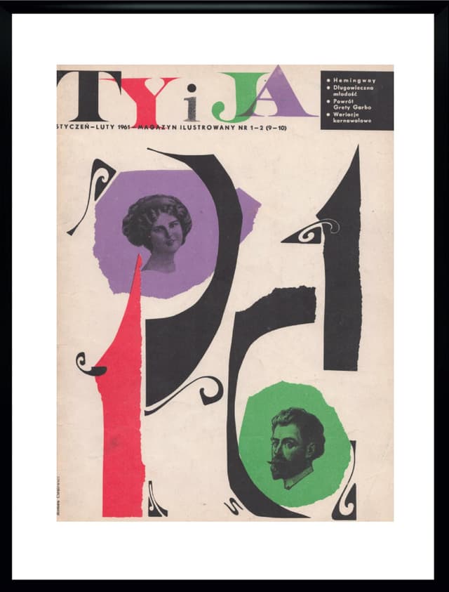Poster TY i JA 30x40 cm, white paper, by R. Cieślewicz, Poland, 1960s. - DIMENSION