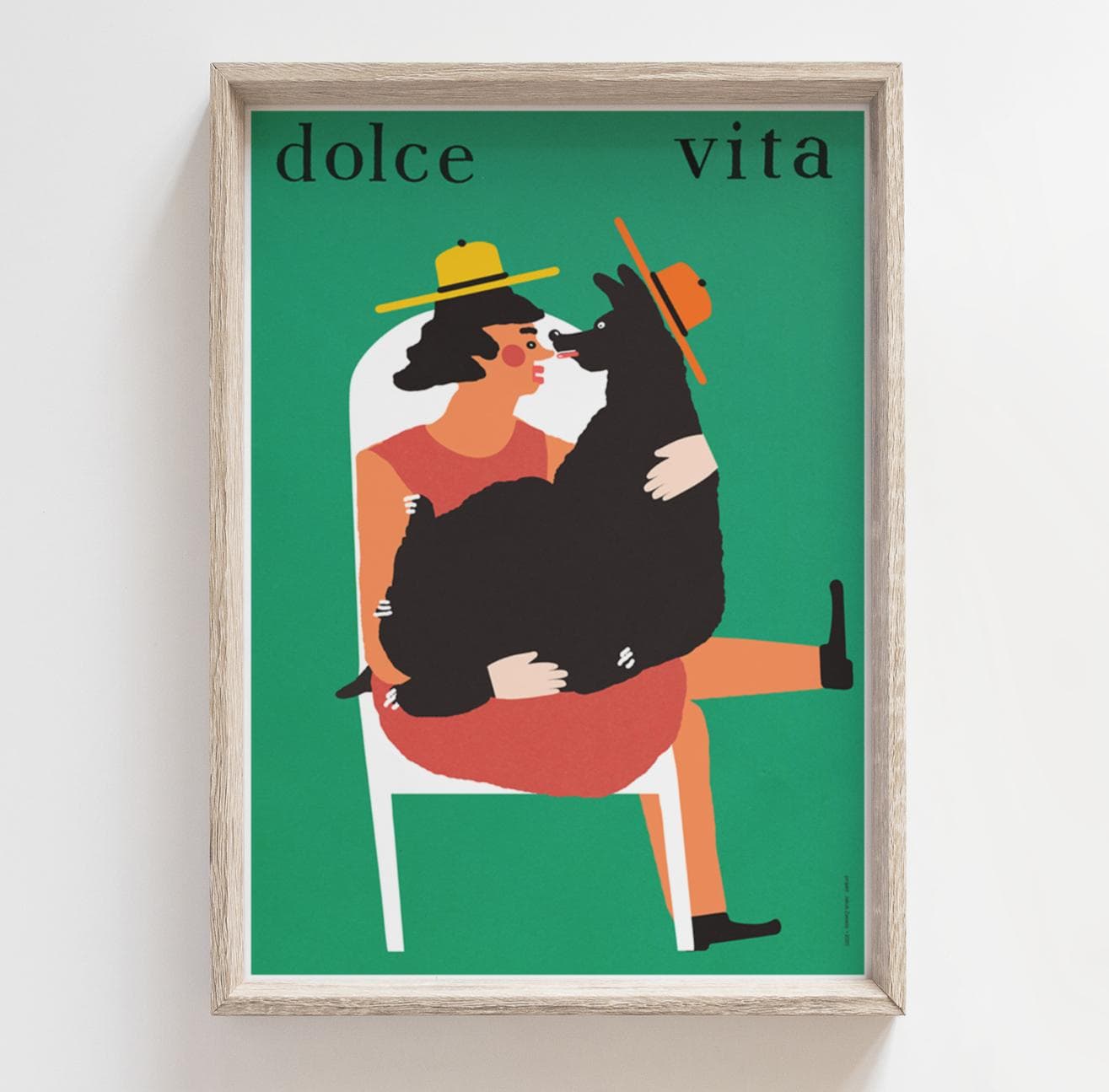 Plakat Dolce vita, dama z pieskiem na fotelu, 50x70cm, aut. J. Zasada, Jakub Zasada - 72417