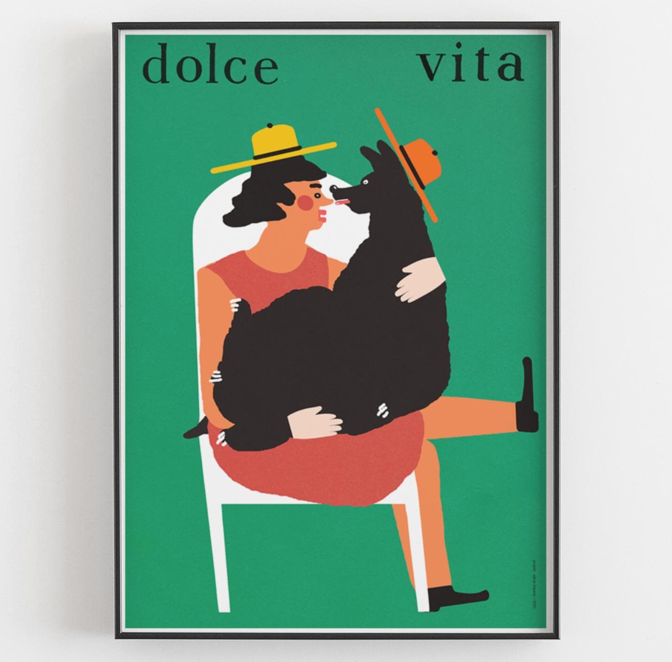 Plakat Dolce vita, dama z pieskiem na fotelu, 50x70cm, aut. J. Zasada, Jakub Zasada - 72415