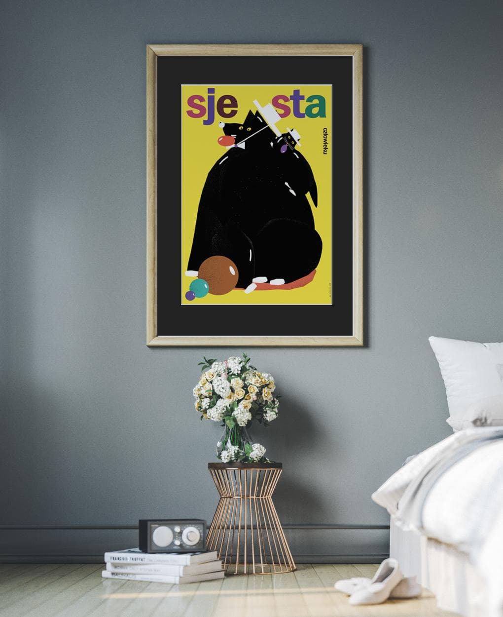 Poster Sjesta człowieku, pies i kot w kapeluszach, 50x70 cm, by J. Zasada, Jakub Zasada - 72427