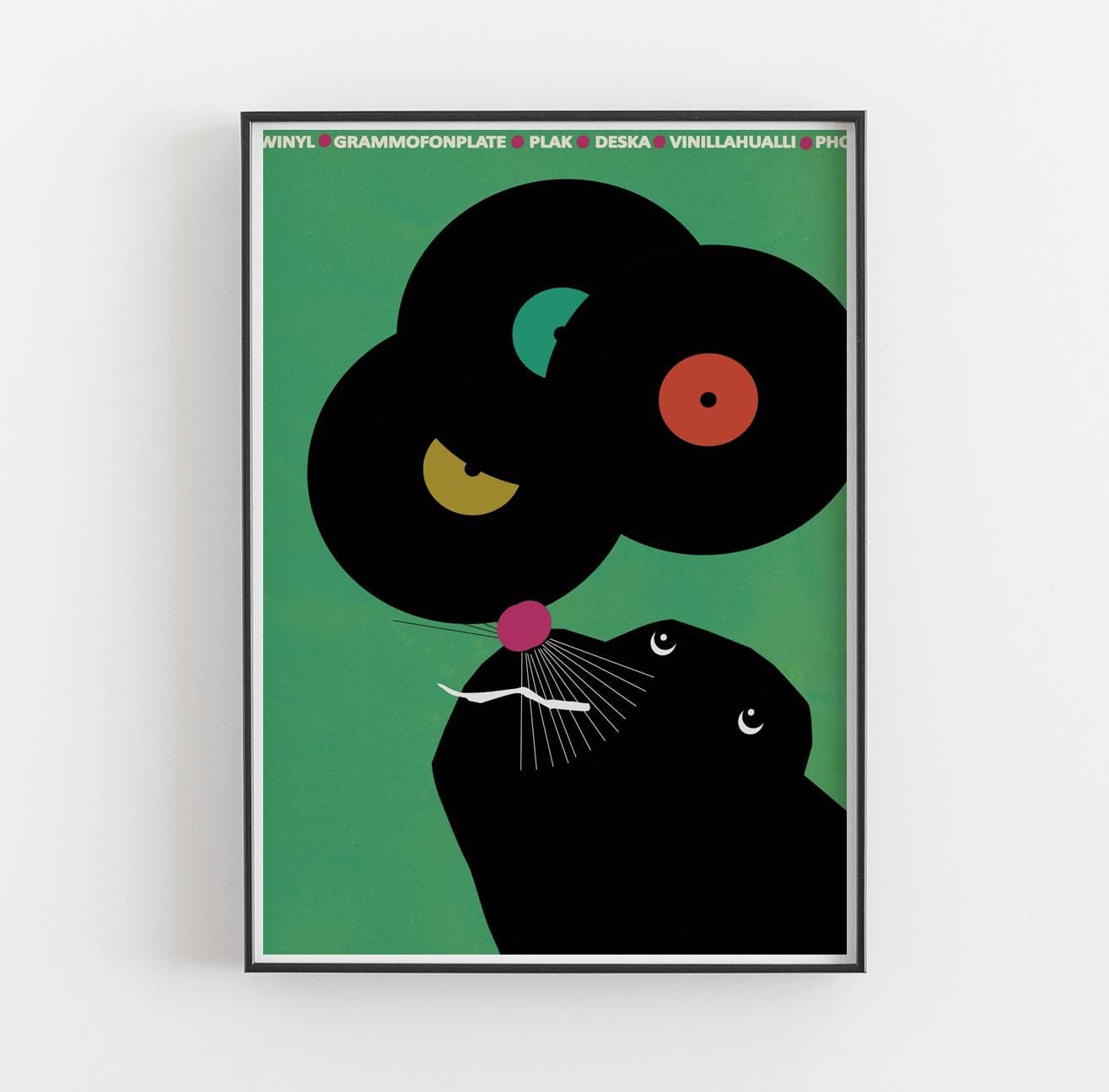 Poster Seal with Vinyl Records on its Nose, 50x70 cm, by J. Zasada, Jakub Zasada - 72884